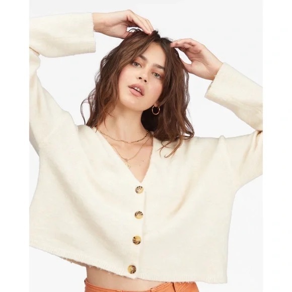 NWT Billabong Cardigan Grandpa Fisherman Cream Soft &‎ Cozy Sweater Large - Picture 1 of 7